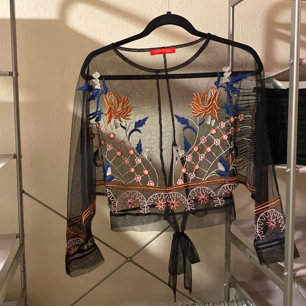 Mesh Embroidered Top